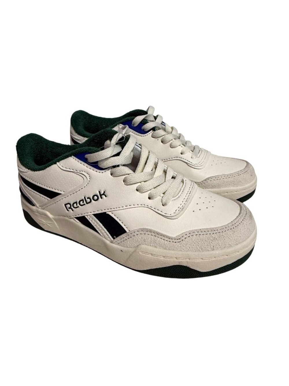 Reebok Court Drift Youth Boys Size 3 Kids White Green NEW